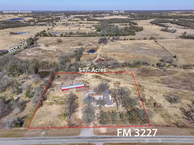 aerial view with a rural view