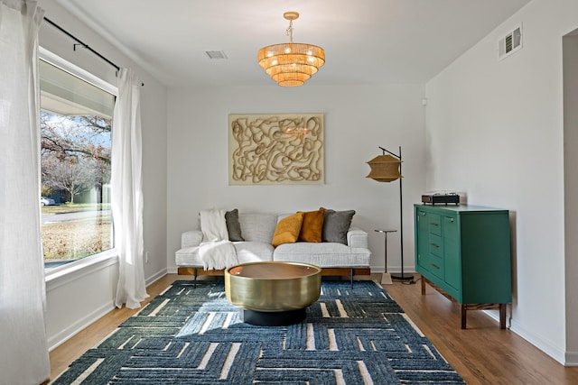 living area featuring hardwood / wood-style flooring