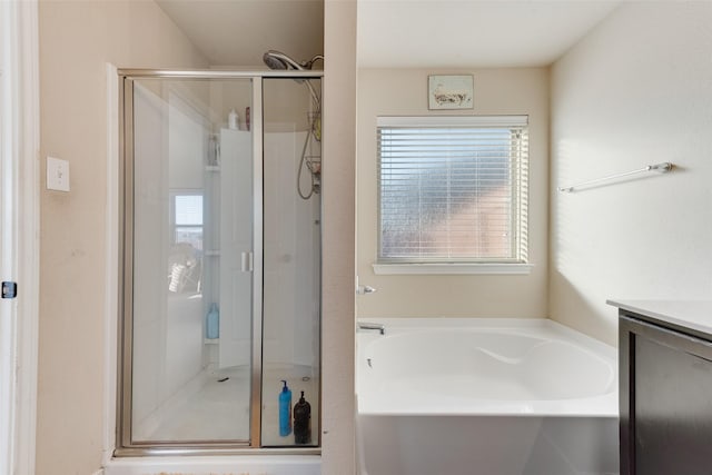 bathroom with independent shower and bath