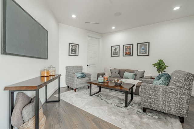 living room with hardwood / wood-style floors