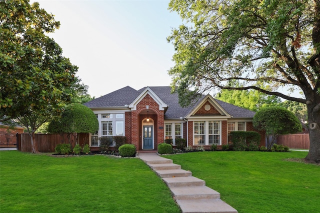 view of front facade with a front lawn