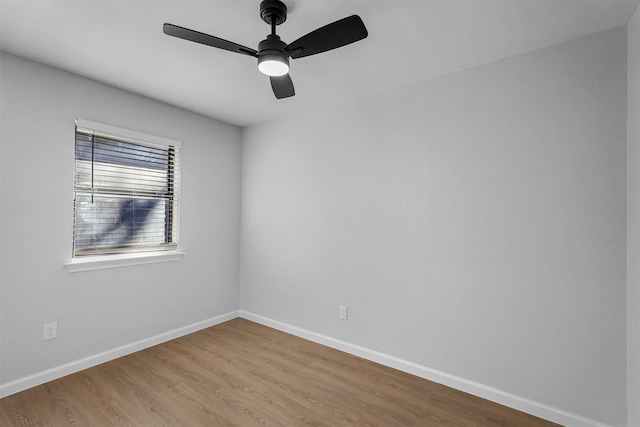 unfurnished room featuring light hardwood / wood-style floors and ceiling fan