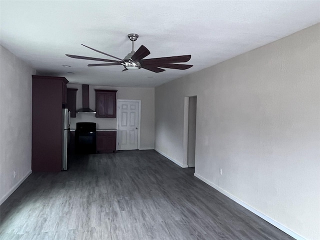 unfurnished living room featuring dark hardwood / wood-style flooring