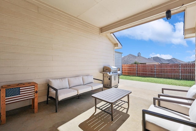 view of patio / terrace with a grill and an outdoor hangout area