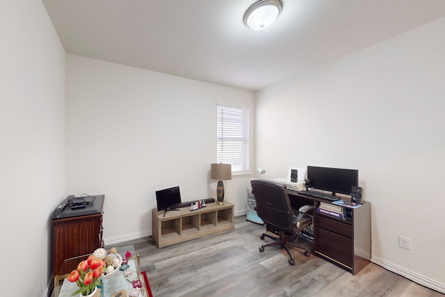 home office featuring light wood-type flooring