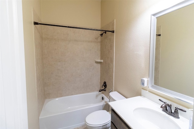 full bathroom with vanity, washtub / shower combination, and toilet