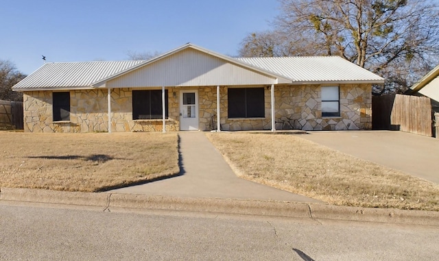 view of single story home