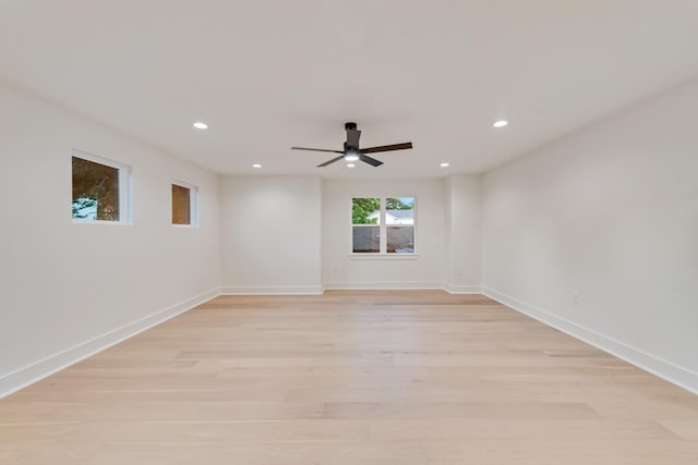 13590 Park Harbor Dr, Eustace, TX 75124 - spare room with recessed lighting, light wood-type flooring, a ceiling fan, and baseboards