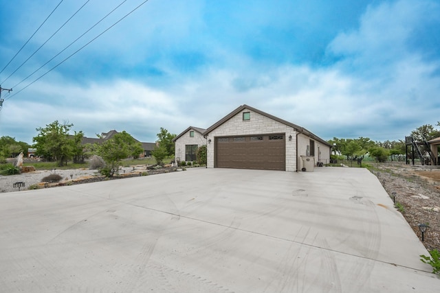 exterior space with a garage