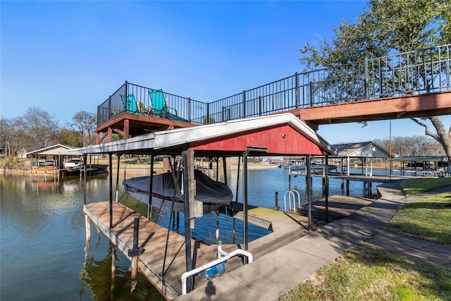 view of dock featuring a water view