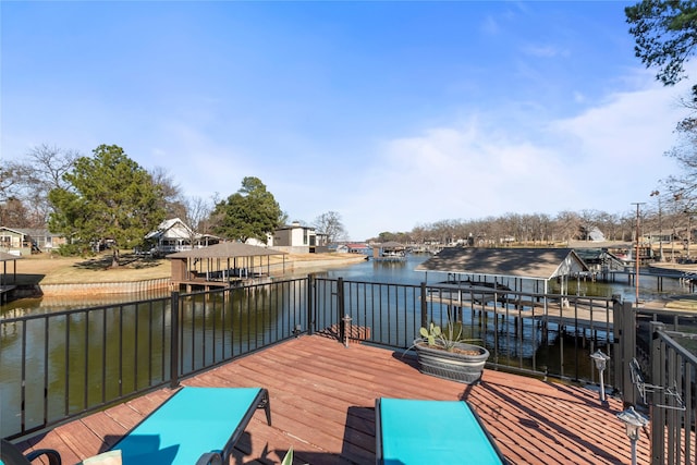 view of dock featuring a water view