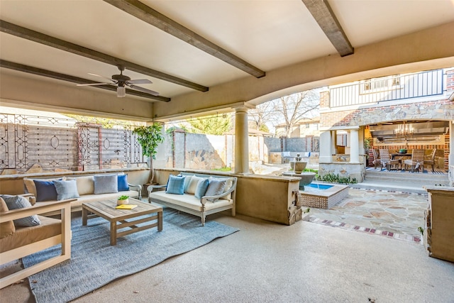 view of patio featuring outdoor lounge area and ceiling fan