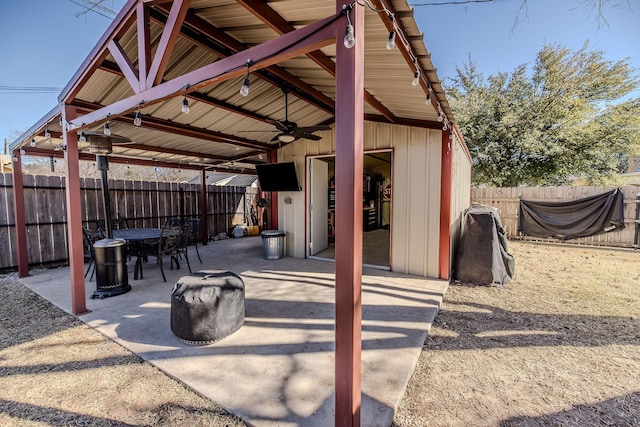 view of patio with ceiling fan