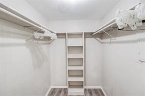 spacious closet featuring hardwood / wood-style flooring