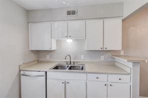 kitchen with white cabinetry, sink, and dishwasher