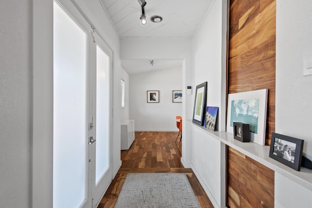 hall featuring dark hardwood / wood-style floors