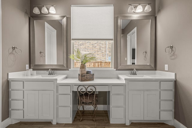 920 Windrock Ln, Prosper, TX 75078 - full bathroom featuring double vanity, wood finished floors, and baseboards
