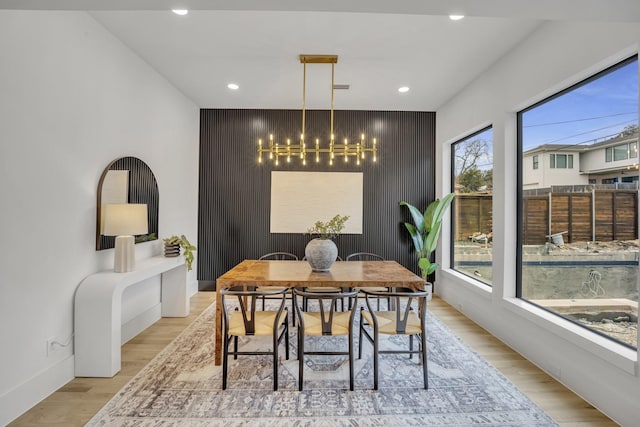 dining space featuring light hardwood / wood-style flooring