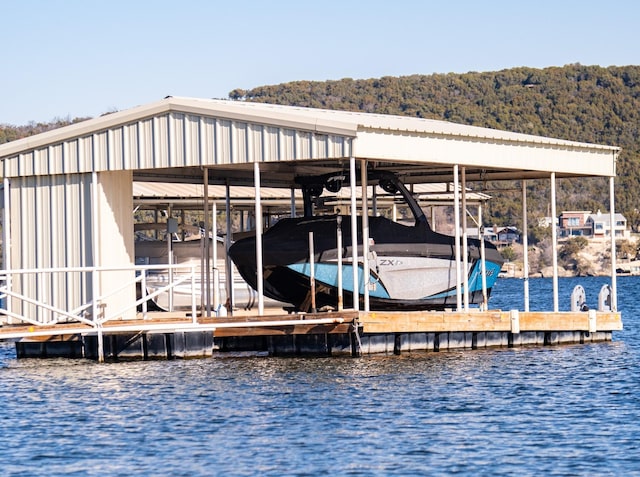 view of dock featuring a water view