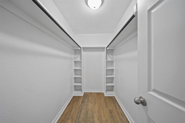 spacious closet featuring dark wood-type flooring