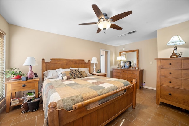 bedroom featuring ceiling fan