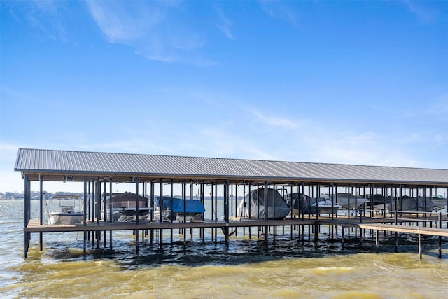 view of dock featuring a water view