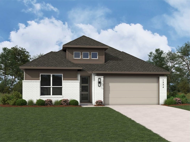 view of front of house featuring a garage and a front yard