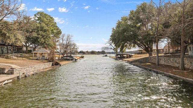 exterior space featuring a water view