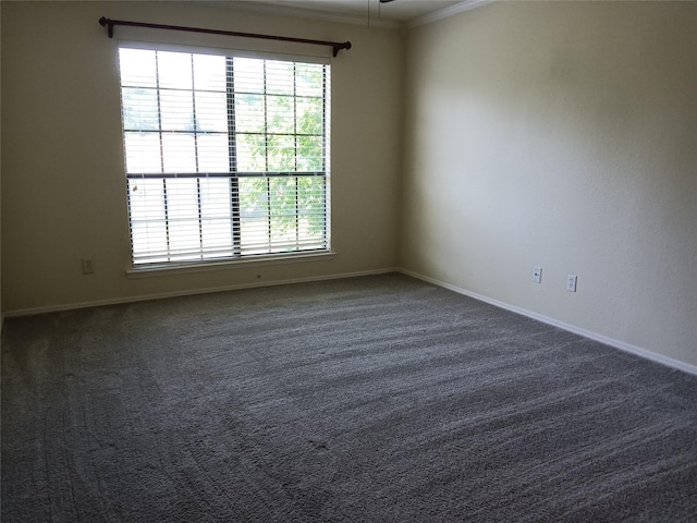 330 W Harwood Rd Unit C, Hurst, TX 76054 - unfurnished room featuring ornamental molding, dark carpet, baseboards, and a ceiling fan