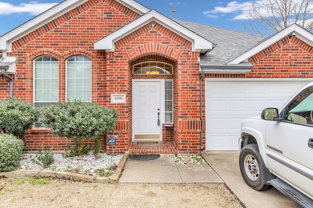 exterior space with a garage