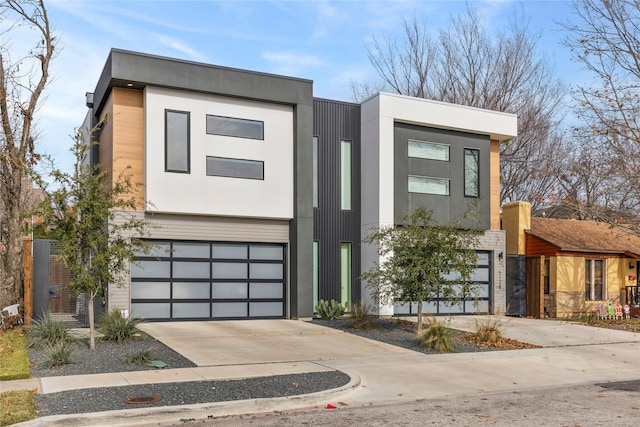 modern home featuring a garage