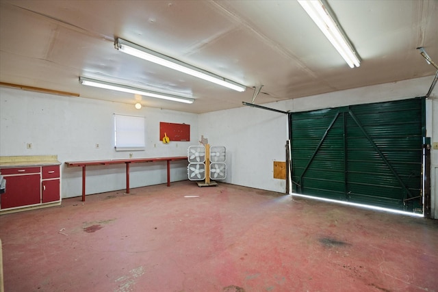 garage featuring a workshop area