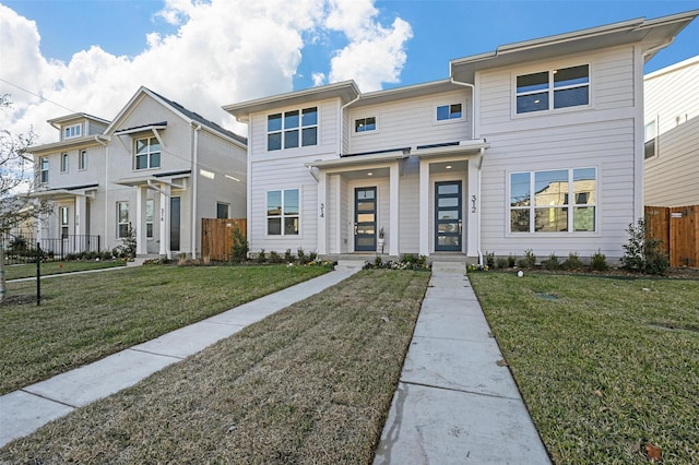 view of front facade with a front lawn