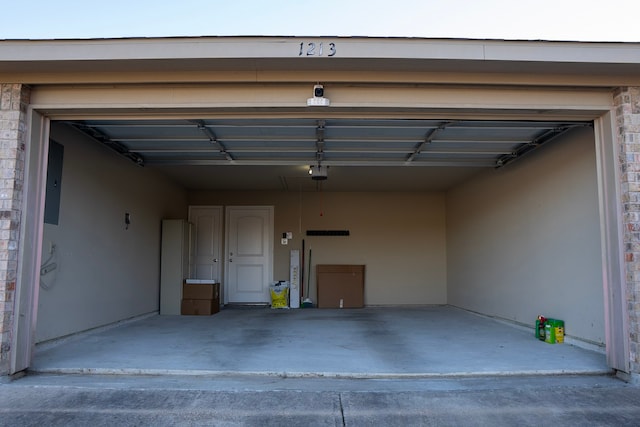 garage with a garage door opener