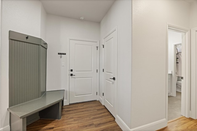 mudroom featuring hardwood / wood-style flooring