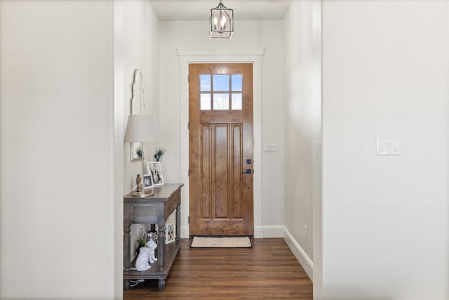 entrance foyer featuring dark wood-type flooring