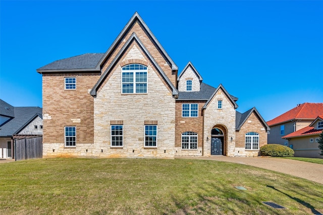 view of front of house with a front lawn