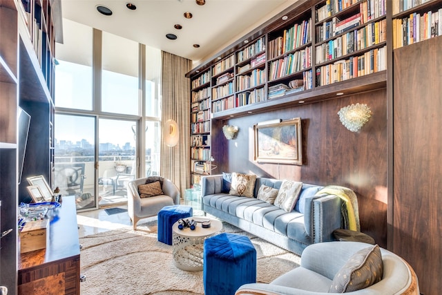 sitting room featuring built in features