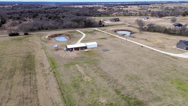 drone / aerial view with a rural view