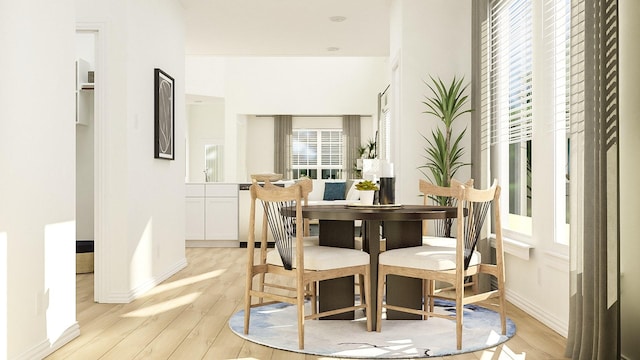 dining area featuring light hardwood / wood-style floors