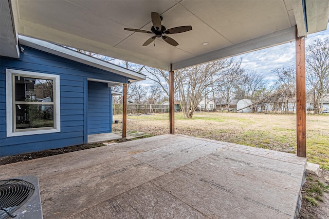 view of patio / terrace with cooling unit and ceiling fan