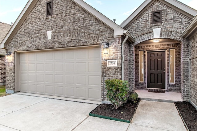 exterior space with a garage