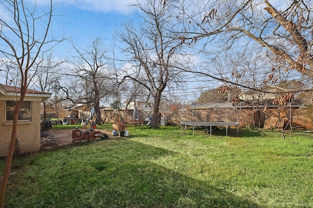 view of yard with a trampoline