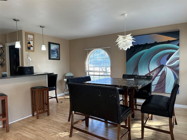 dining space featuring light hardwood / wood-style floors