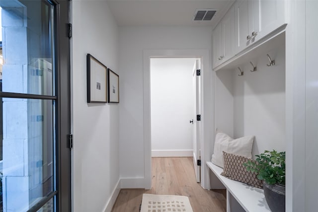 mudroom featuring light hardwood / wood-style floors