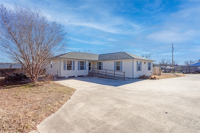 view of single story home