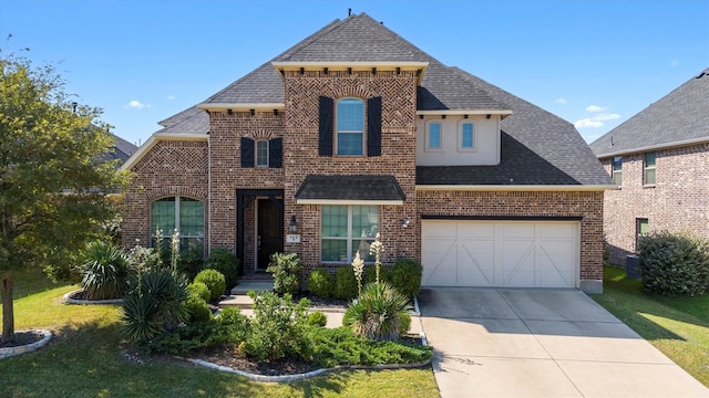 view of front of home featuring a garage and a front yard