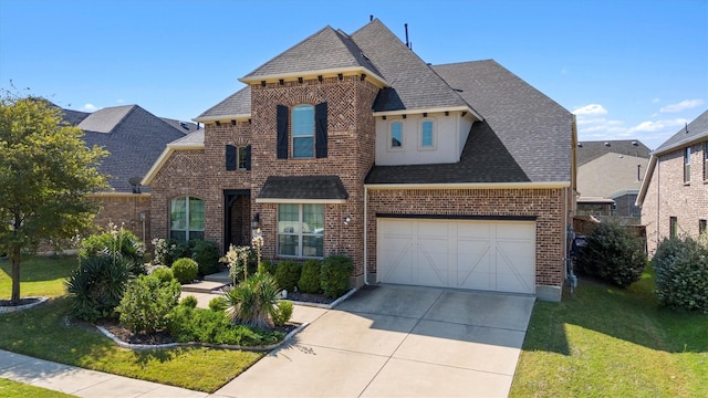 view of front of home featuring a garage and a front yard