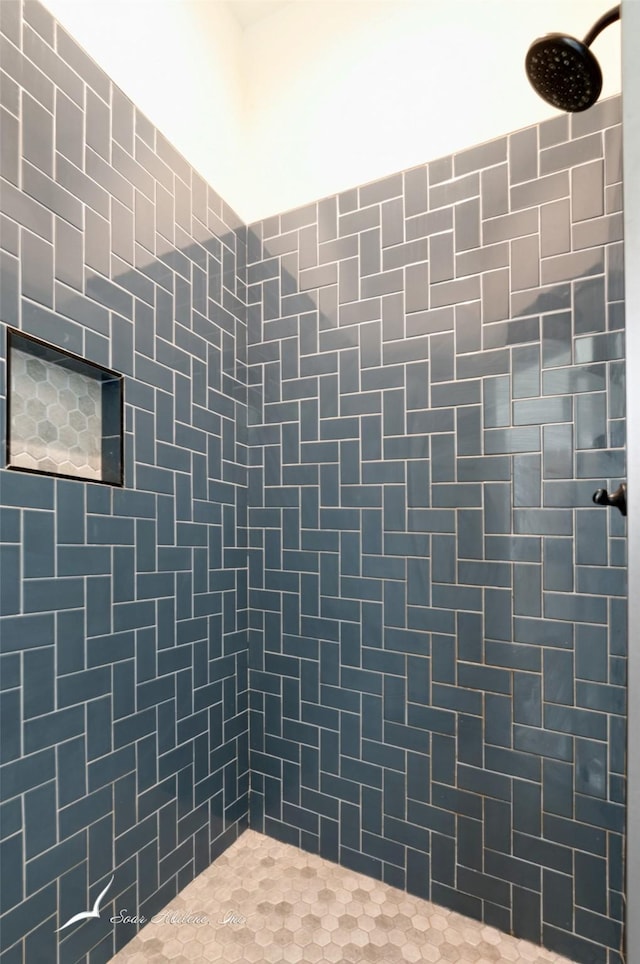 bathroom featuring a tile shower