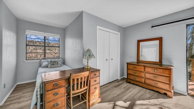 home office with light wood-type flooring